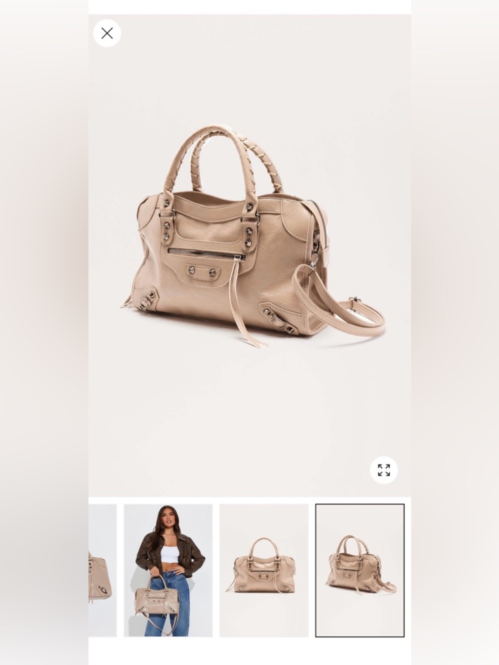 NWOT Elegant Beige Women's Faux Leather Handbag